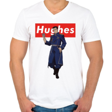 PRINTFASHION Hughes - Férfi V-nyakú póló - Fehér