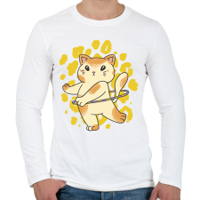 PRINTFASHION Hulahoppos cica - Férfi hosszú ujjú póló - Fehér férfi póló