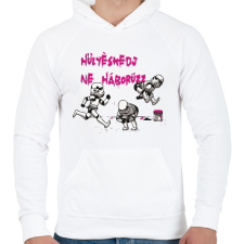 PRINTFASHION Hülyéskedj ne háborúzz - starwars paródia  - Férfi kapucnis pulóver - Fehér férfi pulóver, kardigán