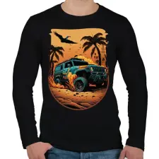 PRINTFASHION HUMMER Hod Rod Beach - Férfi hosszú ujjú póló - Fekete férfi pulóver, kardigán