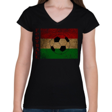 PRINTFASHION hungarian football - Női V-nyakú póló - Fekete női póló