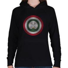 PRINTFASHION Hungarika kapitány - Női kapucnis pulóver - Fekete