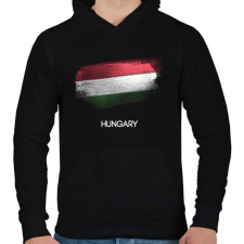 PRINTFASHION Hungary - Magyar zászló - Férfi kapucnis pulóver - Fekete férfi pulóver, kardigán