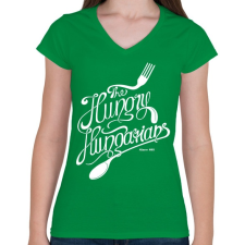 PRINTFASHION Hungry hungarians - Női V-nyakú póló - Zöld női póló