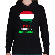PRINTFASHION HUNGRY - Női kapucnis pulóver - Fekete