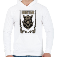 PRINTFASHION Hunter - Férfi kapucnis pulóver - Fehér férfi pulóver, kardigán