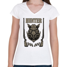 PRINTFASHION Hunter - Női V-nyakú póló - Fehér női póló