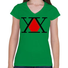 PRINTFASHION Hunter X Logo - Női V-nyakú póló - Zöld