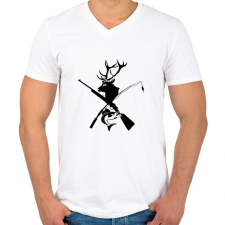 PRINTFASHION hunting and fishing  - Férfi V-nyakú póló - Fehér férfi póló