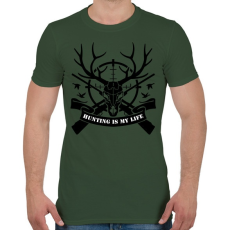 PRINTFASHION Hunting  - Férfi póló - Katonazöld
