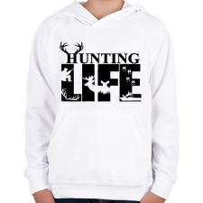 PRINTFASHION Hunting Life - Gyerek kapucnis pulóver - Fehér gyerek pulóver, kardigán