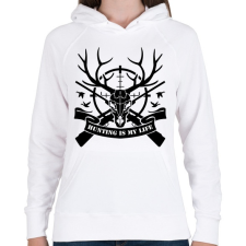 PRINTFASHION Hunting  - Női kapucnis pulóver - Fehér női pulóver, kardigán