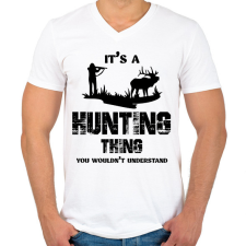 PRINTFASHION Hunting thing - Férfi V-nyakú póló - Fehér férfi póló