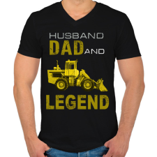 PRINTFASHION HUSBAND AND DAD 1 - Férfi V-nyakú póló - Fekete férfi póló