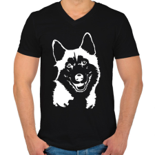 PRINTFASHION husky 2 - Férfi V-nyakú póló - Fekete férfi póló