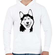 PRINTFASHION husky - Férfi kapucnis pulóver - Fehér férfi pulóver, kardigán