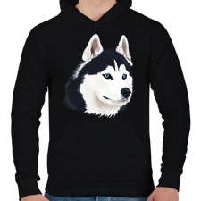 PRINTFASHION Husky - Férfi kapucnis pulóver - Fekete férfi pulóver, kardigán