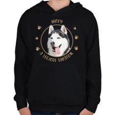 PRINTFASHION Husky - Legjobb barát - Gyerek kapucnis pulóver - Fekete gyerek pulóver, kardigán