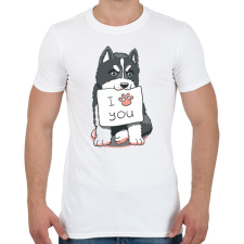 PRINTFASHION Husky love - Férfi póló - Fehér férfi póló