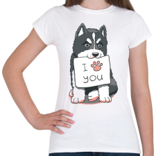 PRINTFASHION Husky love - Női póló - Fehér női póló