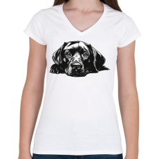 PRINTFASHION Husky Sziluett - Női V-nyakú póló - Fehér