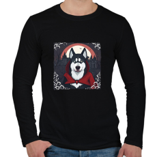 PRINTFASHION Husky vámpír jelmezben - Férfi hosszú ujjú póló - Fekete