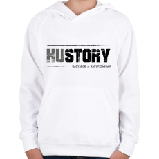 PRINTFASHION HUstory (black) - Gyerek kapucnis pulóver - Fehér