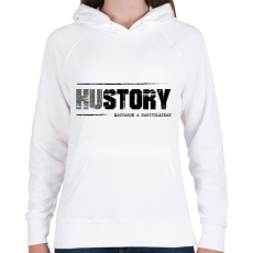 PRINTFASHION HUstory (black) - Női kapucnis pulóver - Fehér