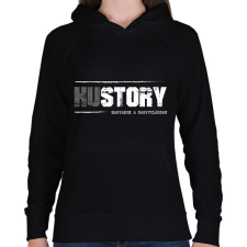 PRINTFASHION HUstory (white) - Női kapucnis pulóver - Fekete női pulóver, kardigán