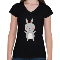 PRINTFASHION husvét11 - Női V-nyakú póló - Fekete