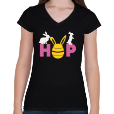 PRINTFASHION husvét3 - Női V-nyakú póló - Fekete