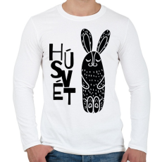 PRINTFASHION Húsvét - Fekete nyúl - Férfi hosszú ujjú póló - Fehér