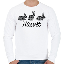 PRINTFASHION Húsvét - Mintás nyulak - Férfi pulóver - Fehér férfi pulóver, kardigán