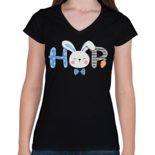 PRINTFASHION husvét - Női V-nyakú póló - Fekete női póló