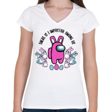 PRINTFASHION Húsvéti Among Us - Női V-nyakú póló - Fehér