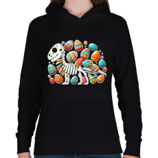 PRINTFASHION Húsvéti dínó - Női kapucnis pulóver - Fekete