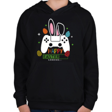 PRINTFASHION Húsvéti konzol - Gyerek kapucnis pulóver - Fekete gyerek pulóver, kardigán