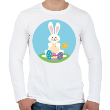 PRINTFASHION Húsvéti nyúl - Férfi hosszú ujjú póló - Fehér férfi pulóver, kardigán