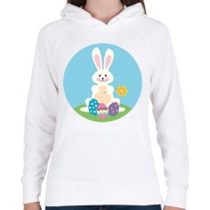 PRINTFASHION Húsvéti nyúl - Női kapucnis pulóver - Fehér