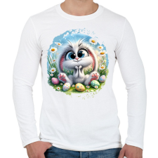 PRINTFASHION Húsvéti nyuszi - Férfi hosszú ujjú póló - Fehér férfi póló