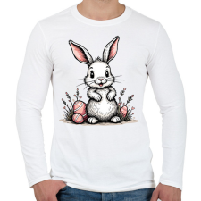 PRINTFASHION Húsvéti nyuszi - Férfi hosszú ujjú póló - Fehér férfi póló