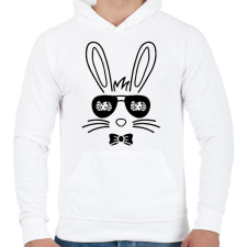 PRINTFASHION Húsvéti nyuszi - Férfi kapucnis pulóver - Fehér férfi pulóver, kardigán