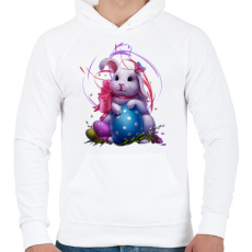 PRINTFASHION húsvéti nyuszi - Férfi kapucnis pulóver - Fehér