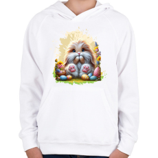 PRINTFASHION Húsvéti nyuszi - Gyerek kapucnis pulóver - Fehér