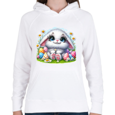 PRINTFASHION Húsvéti nyuszi - Női kapucnis pulóver - Fehér