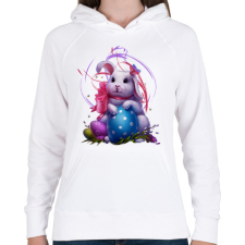 PRINTFASHION húsvéti nyuszi - Női kapucnis pulóver - Fehér női pulóver, kardigán