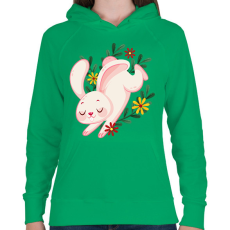 PRINTFASHION Húsvéti nyuszi - Női kapucnis pulóver - Zöld