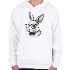 PRINTFASHION Húsvéti nyuszi szemüvegben - Gyerek kapucnis pulóver - Fehér