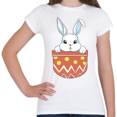 PRINTFASHION Húsvéti nyuszi zsebminta - Női póló - Fehér