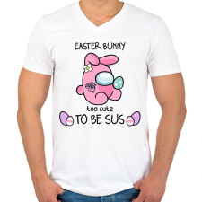 PRINTFASHION Húsvéti nyuszika - Férfi V-nyakú póló - Fehér férfi póló